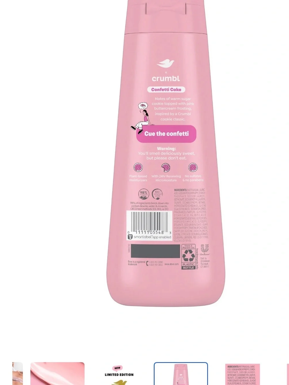 Dove x Crumbl Confetti Cake Nourishing Body Wash - Pink